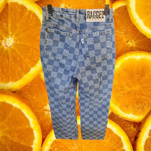 Ragged ‎ Blue Checked Straight Leg Jeans Size 24 - Picture 6 of 7